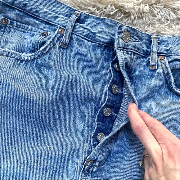 AGOLDE Riley High Rise Crop Distressed buttonfly Jeans 29 - Picture 9 of 10